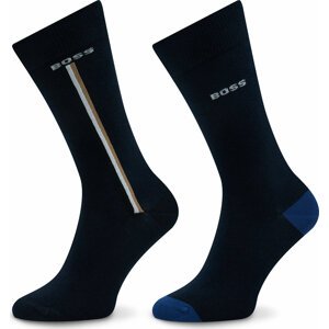 Sada 2 párů pánských vysokých ponožek Boss 50478336 Dark Blue 403