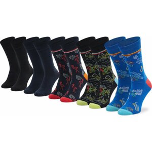 Sada 5 párů pánských vysokých ponožek Jack&Jones Jacneon Tropical Sock 5-Pack 12205282 Black/Classic Bl