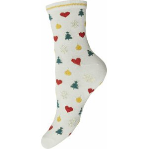 Dámské klasické ponožky Pieces Catya 17132802 Bright White/Decoration