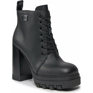 Polokozačky Tommy Jeans Tjw High Heel Lace Up Boot EN0EN02408 Black BDS
