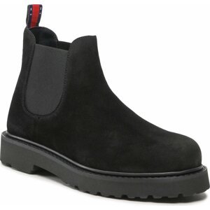 Kotníková obuv s elastickým prvkem Tommy Jeans Tommy Jeans Suede Boot EM0EM01205 Black BDS