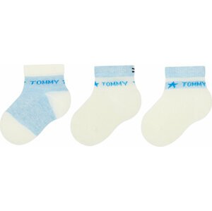 Sada 3 párů dětských vysokých ponožek Tommy Hilfiger 701222675 Sky Blue 014