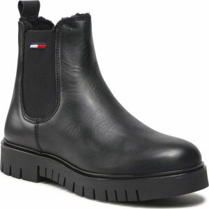 Kotníková obuv s elastickým prvkem Tommy Jeans Warmlined Chelsea Boot EN0EN01991 Černá