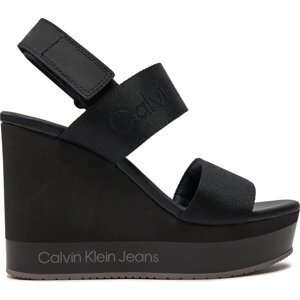 Sandály Calvin Klein Jeans Wedge Sandal Webbing In Mr YW0YW01360 Black 0GO