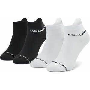 Sada 2 párů dámských nízkých ponožek KARL LAGERFELD 220W6001 Blck/Wht A998