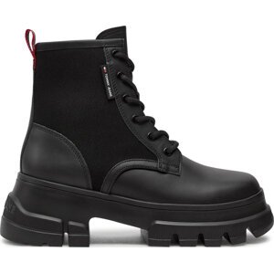 Turistická obuv Tommy Jeans Tjw Chunky Lace Up Boot Mix Mat EN0EN02554 Černá
