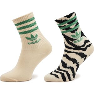 Sada 2 párů dámských vysokých ponožek adidas FARM Rio IX7638 Béžová