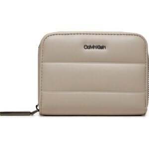 Malá dámská peněženka Calvin Klein Line Quilt Medium Zip Around K60K612201 Béžová