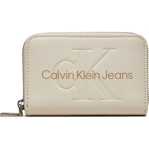 Malá dámská peněženka Calvin Klein Jeans Zip Around Mono K60K612255 Écru