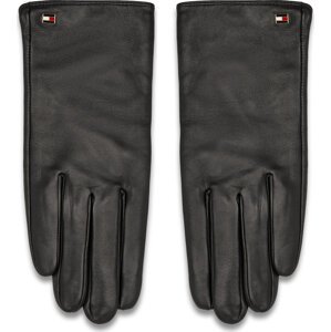 Dámské rukavice Tommy Hilfiger Essential Flag Leather Gloves AW0AW15360 Černá