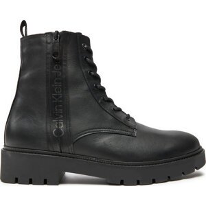 Kozačky Calvin Klein Jeans Combat Mid Laceup Boot W Zip YM0YM00262 Černá