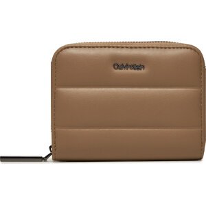 Malá dámská peněženka Calvin Klein Line Quilt Medium Zip Around K60K612201 Hnědá