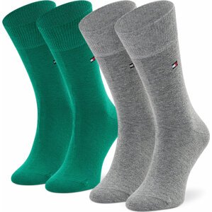 Sada 2 párů dětských vysokých ponožek Tommy Hilfiger 391334 Green Combo 066
