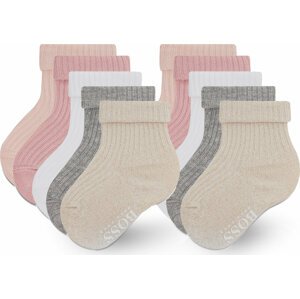 Sada 5 párů dětských vysokých ponožek Boss J90230 Pink Washed Pink 45T