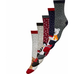 Sada 5 párů dámských vysokých ponožek ONLY Christmas 15305905 Light Grey Melange 4333389