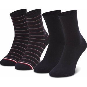 Sada 2 párů dámských vysokých ponožek Tommy Hilfiger 100002817 Navy 002
