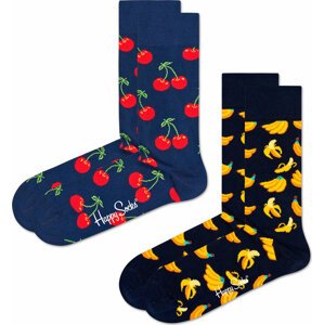 Sada 2 párů vysokých ponožek unisex Happy Socks CHE02-6050 Tmavomodrá