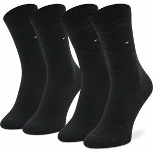 Sada 2 párů dámských vysokých ponožek Tommy Hilfiger 701220251 Black 002