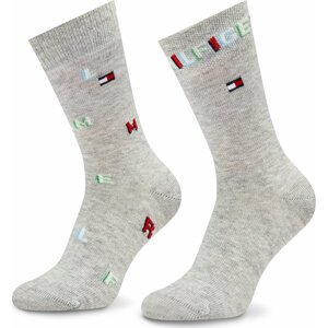 Sada 2 párů dětských vysokých ponožek Tommy Hilfiger 701222663 Light Grey Melange/Multicolor 027