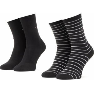 Sada 2 párů vysokých ponožek unisex Tommy Hilfiger 100001494 Black 001