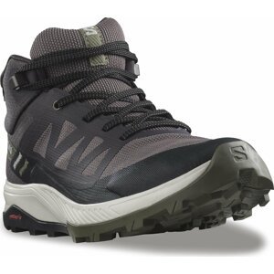 Trekingová obuv Salomon Outrise Mid Gtx W GORE-TEX L47160700 Shale/Black/Deep Lichen Green