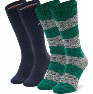 Sada 2 párů pánských vysokých ponožek Tommy Hilfiger 701220236 Green 003