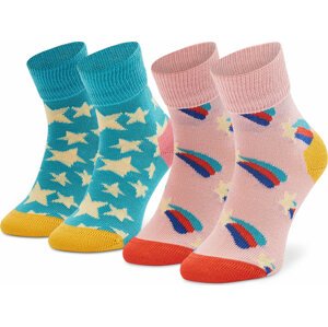 Sada 2 párů dětských vysokých ponožek Happy Socks KSST19-6000 Barevná