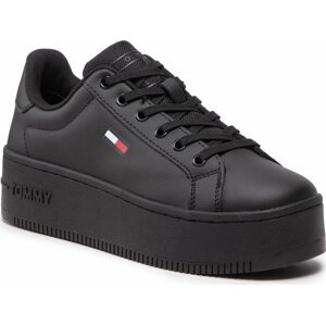 Sneakersy Tommy Jeans Flatform Ess EN0EN02043 Triple Black 0GK