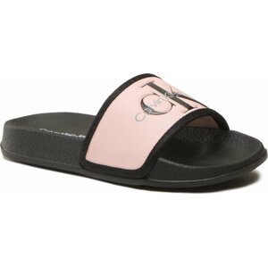 Nazouváky Calvin Klein Jeans Logo Print Pool Slide V3A0-80528-1172 Pink/Black X966