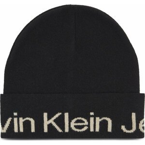 Čepice Calvin Klein Jeans Logo Beanie K60K611271 Černá