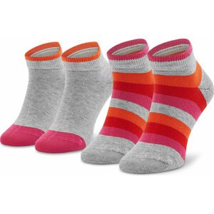 Sada 2 párů dětských nízkých ponožek Tommy Hilfiger 354010001 Orange/Red 035