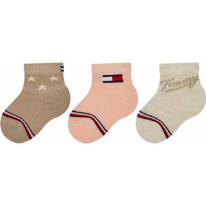 Sada 3 párů dětských vysokých ponožek Tommy Hilfiger 701224997 Pink Combo 003