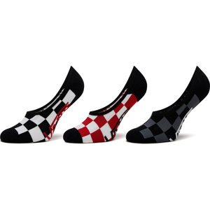 Sada 3 párů kotníkových ponožek unisex Vans Classic Super No Show VN000XS9RLM1 r.38,5/42 Red/White Check