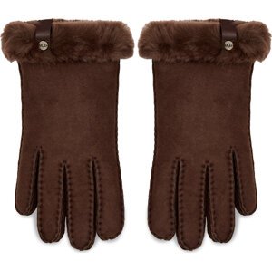 Dámské rukavice Ugg W Shorty Glove W Leather Trim 17367 Burnt Cedar Bcdr