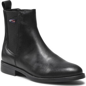 Kotníková obuv s elastickým prvkem Tommy Jeans Essemtials Leather Flat Boot EN0EN01518 Black BDS