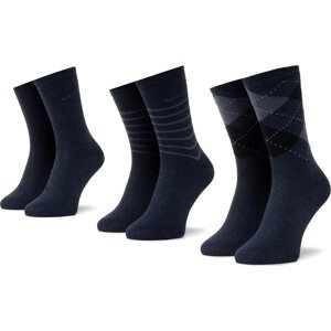 Sada 3 párů vysokých ponožek unisex QUAZI QZ-SOCKS-65-04-WOMAN-002 Tmavomodrá