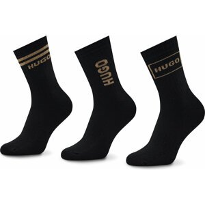 Sada 3 párů dámských vysokých ponožek Hugo 3p Qs Rib Logo Cc W 50484149 001