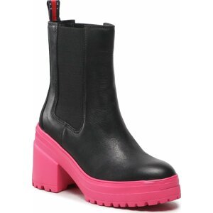 Polokozačky Tommy Jeans Color Outsole Boot EN0EN02160 Black/Jewel Pink 0GK