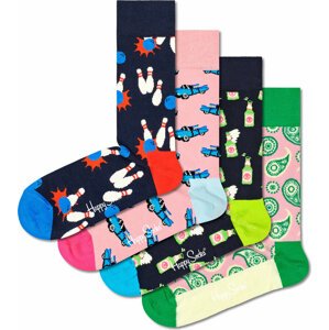Sada 4 párů vysokých ponožek unisex Happy Socks XBOW09-0200 Barevná