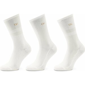 Sada 3 párů dámských vysokých ponožek Calvin Klein 701219848 White 001