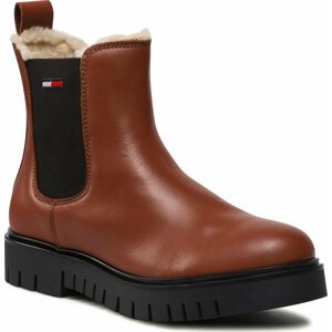 Kotníková obuv s elastickým prvkem Tommy Jeans Warmlined Chelsea Boot EN0EN01991 Hnědá