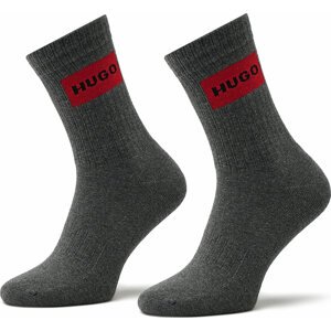 Sada 2 párů vysokých ponožek unisex Hugo 2P Qs Rib Lab Col Cc 50468435 031