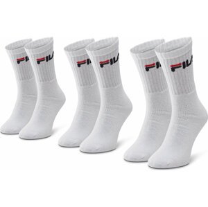 Sada 3 párů vysokých ponožek unisex Fila F9505 White 300