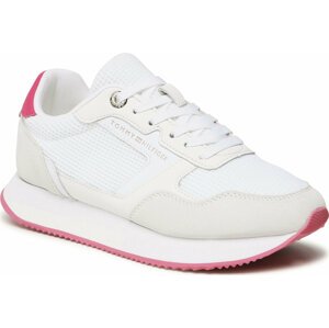 Sneakersy Tommy Hilfiger Essential Mesh Runner FW0FW07381 White/Bright Cerise Pink 01S