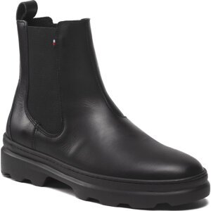 Kotníková obuv s elastickým prvkem Tommy Hilfiger Comfort Hilfiger Leather Chelsea FM0FM04193 Black BDS