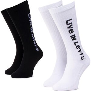 Sada 2 párů vysokých ponožek unisex Levi's® 37157-0235 White/Black