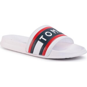 Nazouváky Tommy Hilfiger Maxi Lettering Print Pool Slide T3B0-30757-0904 S White/Red Blue Y005