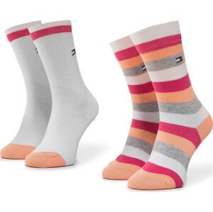 Sada 2 párů dětských vysokých ponožek Tommy Hilfiger 354009001 Pink Lady 026