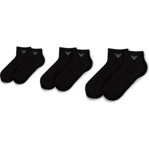 Sada 3 párů dámských nízkých ponožek Emporio Armani 302202 CC195 00020 Black