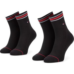 Sada 2 párů pánských vysokých ponožek Tommy Hilfiger 372021001 Black 200